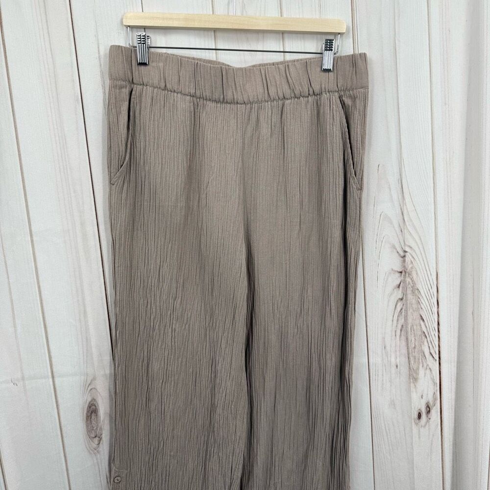 Soft Surroundings Women’s Medium Tan Gauze Wide Leg Pants LagenLook Minimalist